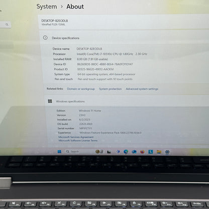 Lenovo Ideapad Flex-15IML 15.6" i7-10510U 1.8GHz 8GB RAM 512GB SSD GeFMX230 READ