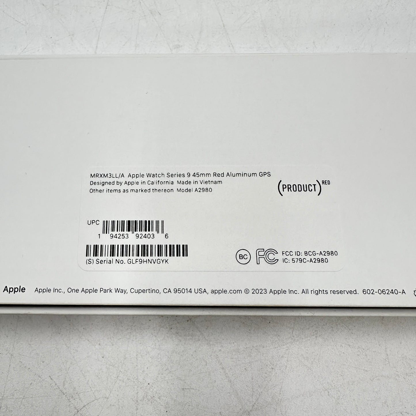 GPS Only Apple Watch Series 9 45MM Red Aluminum A2980 & Sports Band