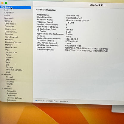 2017 Apple MacBook Pro 15" i7-7700HQ 2.8GHz 16GB RAM 256GB SSD Space Gray READ