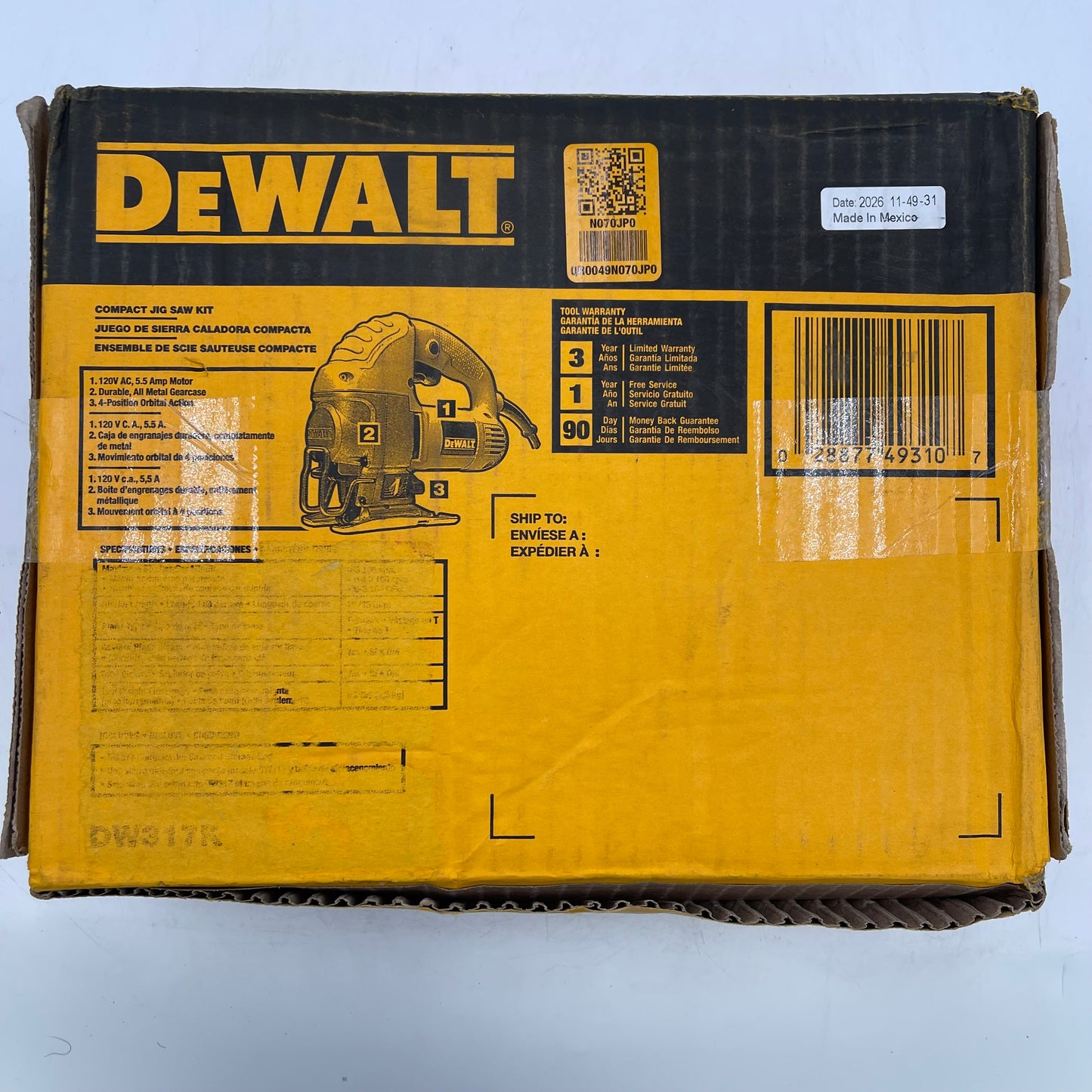 New DeWalt DW317K 120V Compact Jig Saw Kit