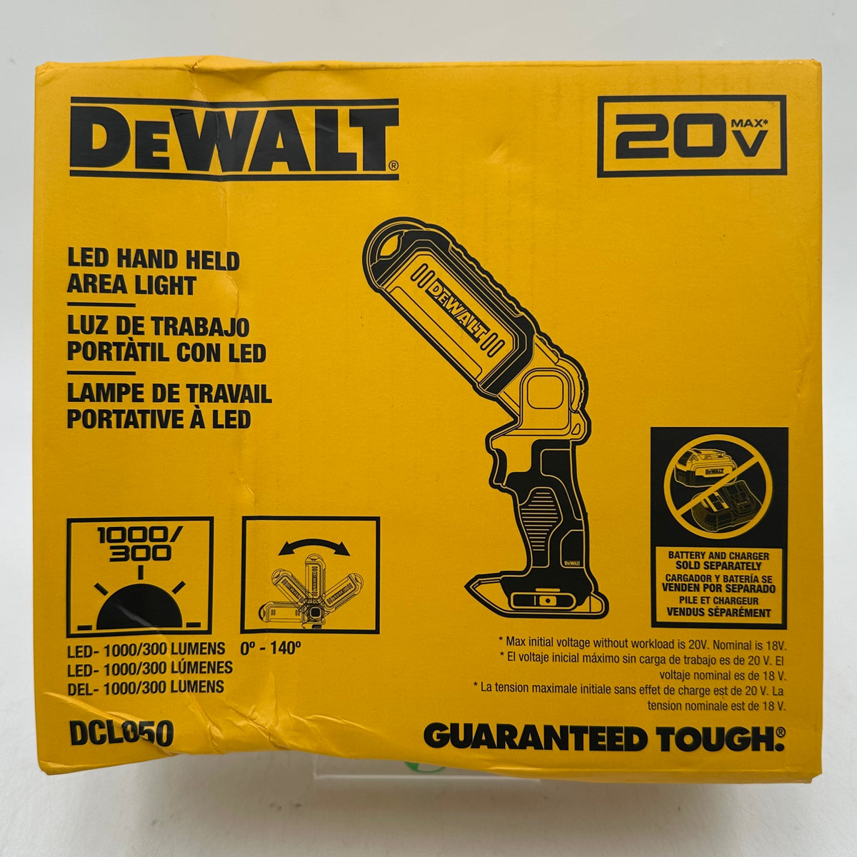 New DeWalt DCL050 20V MAX LED Hand Held Area Light