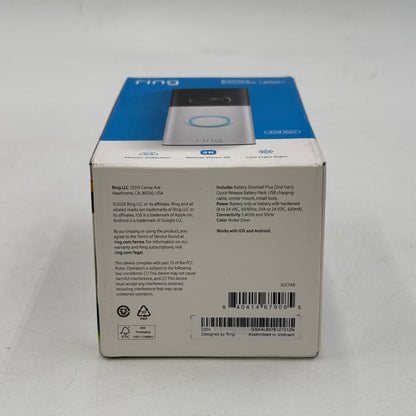 New Ring Battery Doorbell Plus 2nd Gen Smart Video Doorbell 5DCFAB Nickel Silver