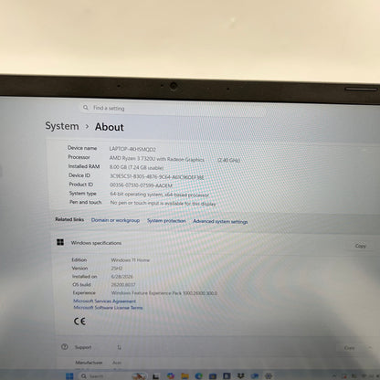 Acer Aspire 3 A315-24P 15.6" Ryzen 3 7320U 2.4GHz 8GB RAM 128GB SSD