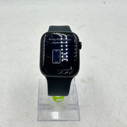 Unlocked Apple Watch Series 8 45MM Black Aluminum A2774 w/ Black Sport Band