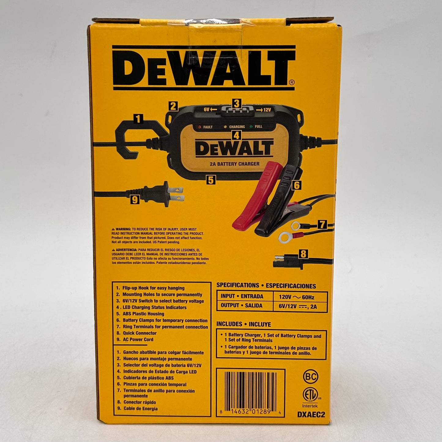 New DeWalt DXAEC2 12V Battery Charger & Maintainer