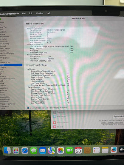 2022 Apple MacBook Air 13.6" M2 8C GPU 3.5GHz 16GB RAM 256GB SSD A2681