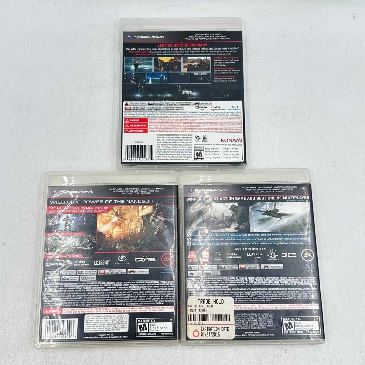 Lot of 3 Sony PlayStation 3 PS3 Games (Action Games) CIB