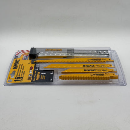 New DeWalt DW4899 16-Piece Reciprocating Saw Blade Kit With Case