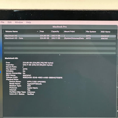 2020 Apple MacBook Pro 13.3" M1 8C GPU 3.2GHz 8GB RAM 256GB SSD A2338