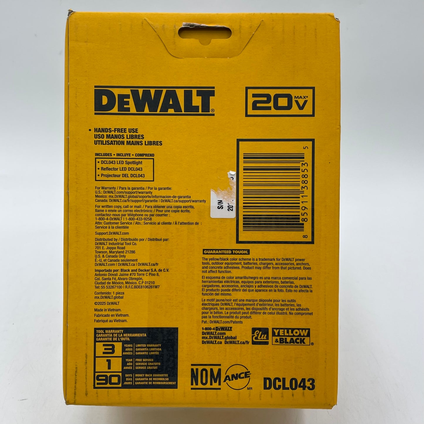 New DeWalt DCL043 20V MAX Jobsite Led Spotlight