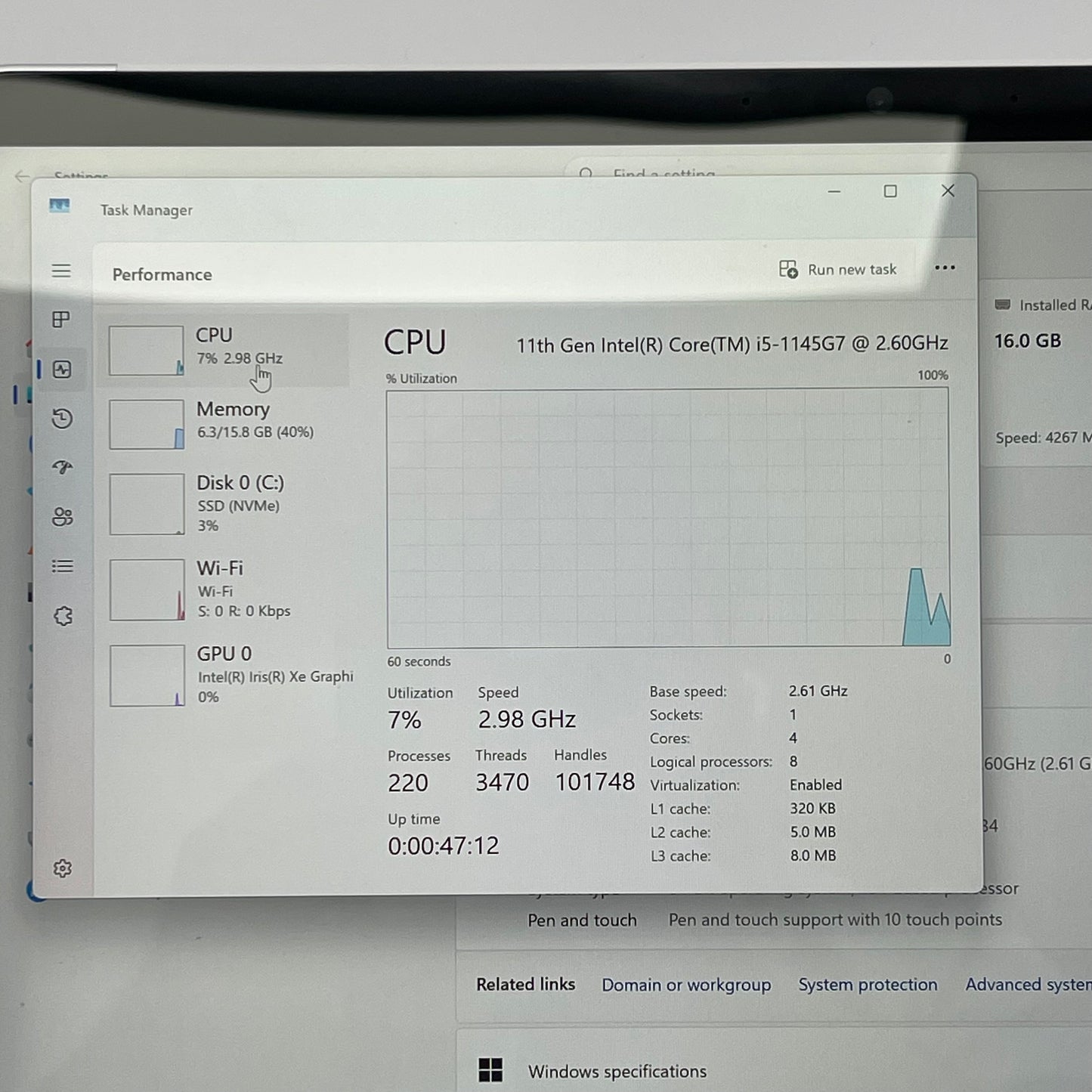 Microsoft Surface Pro 8 1983 13" i5-1145G7 2.6GHz 16GB RAM 256GB SSD