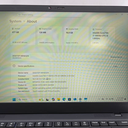 Lenovo ThinkPad X1 CARBON GEN 8 14" i7-10610U 1.8GHz 16GB RAM 512GB SSD