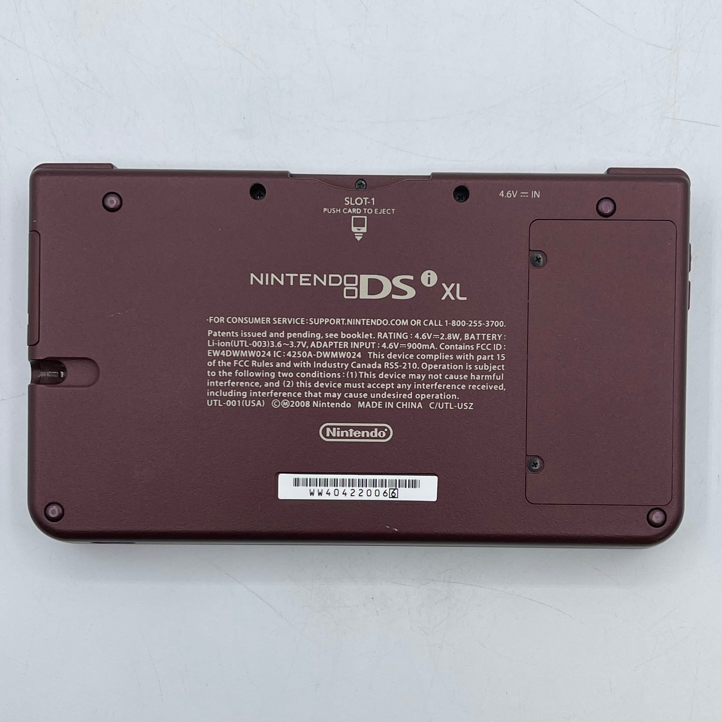 Broken Nintendo DSi XL Handheld Game Console TWL-001 Burgundy Power Issue