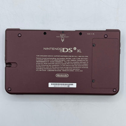 Broken Nintendo DSi XL Handheld Game Console TWL-001 Burgundy Power Issue