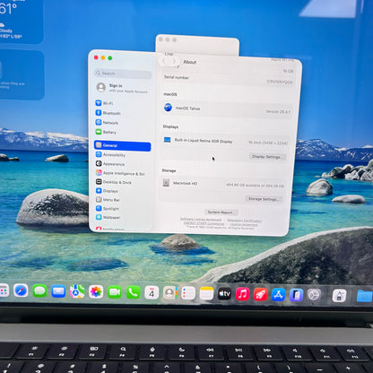 2021 Apple MacBook Pro 16" M1 Pro 16C GPU 3.2GHz 16GB RAM 512GB SSD A2485