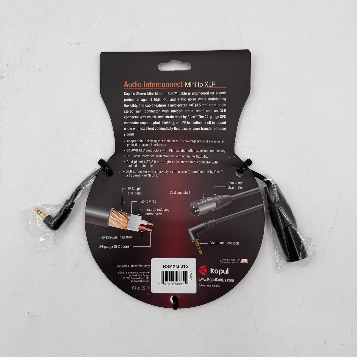 New Kopul Audio Interconnect 1/8" Mini To XLR Cable RSMXM-015 (1.5 ft.)