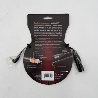 New Kopul Audio Interconnect 1/8" Mini To XLR Cable RSMXM-015 (1.5 ft.)
