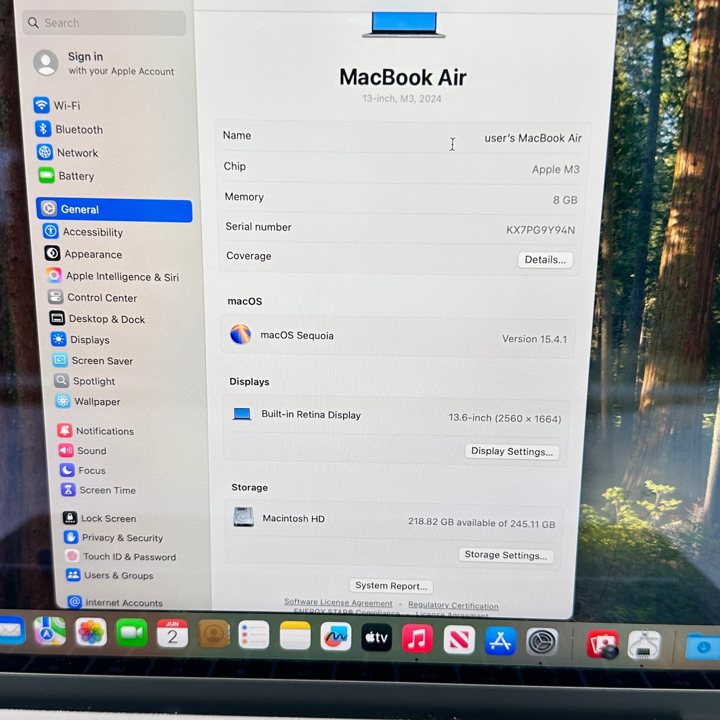2024 Apple MacBook Air 13.6" M3 8C GPU 4.0GHz 8GB RAM 256GB SSD MRXN3LL/A