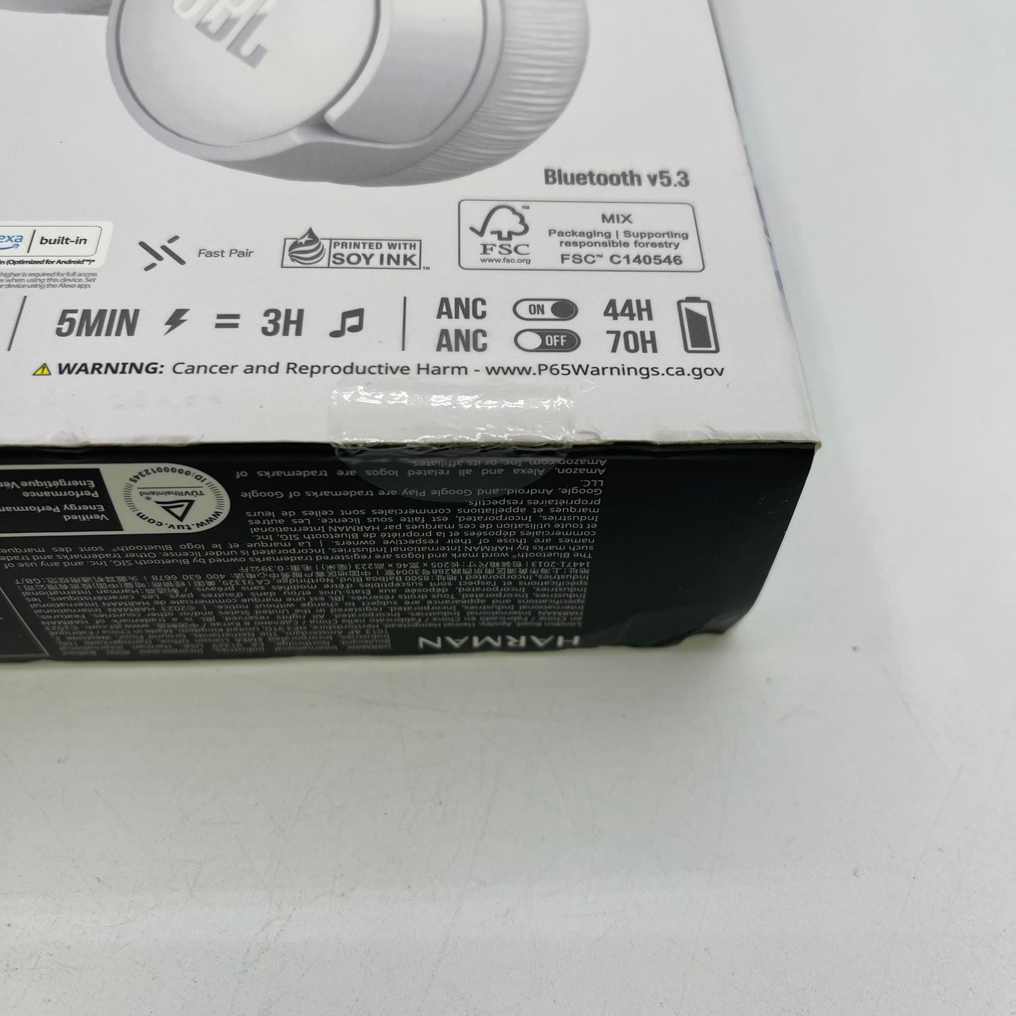 New JBL Tune 670 Adaptive Noise Cancelling White JBLT670NCWHTAM