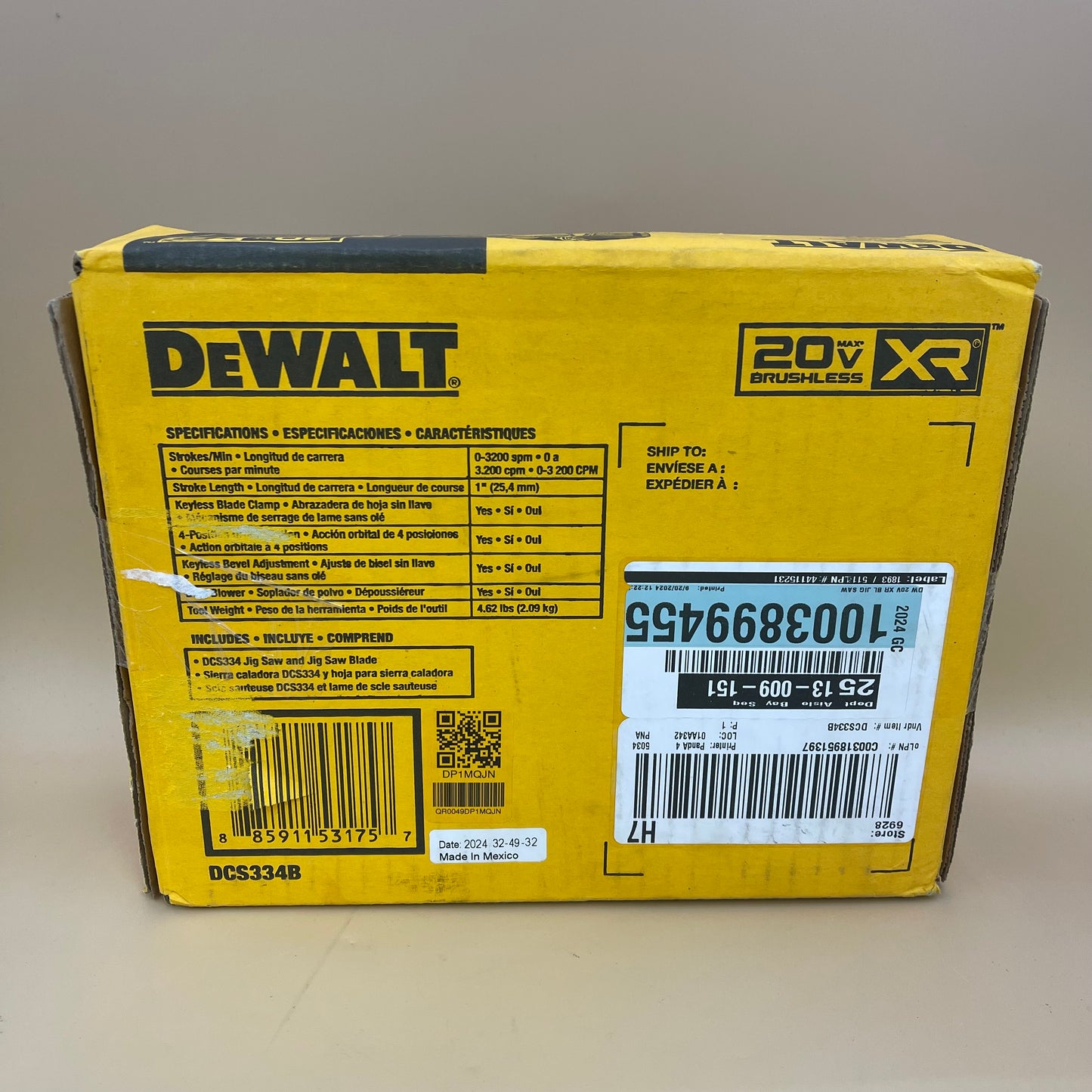 New DeWalt DCS334B 20V MAX XR Jig Saw