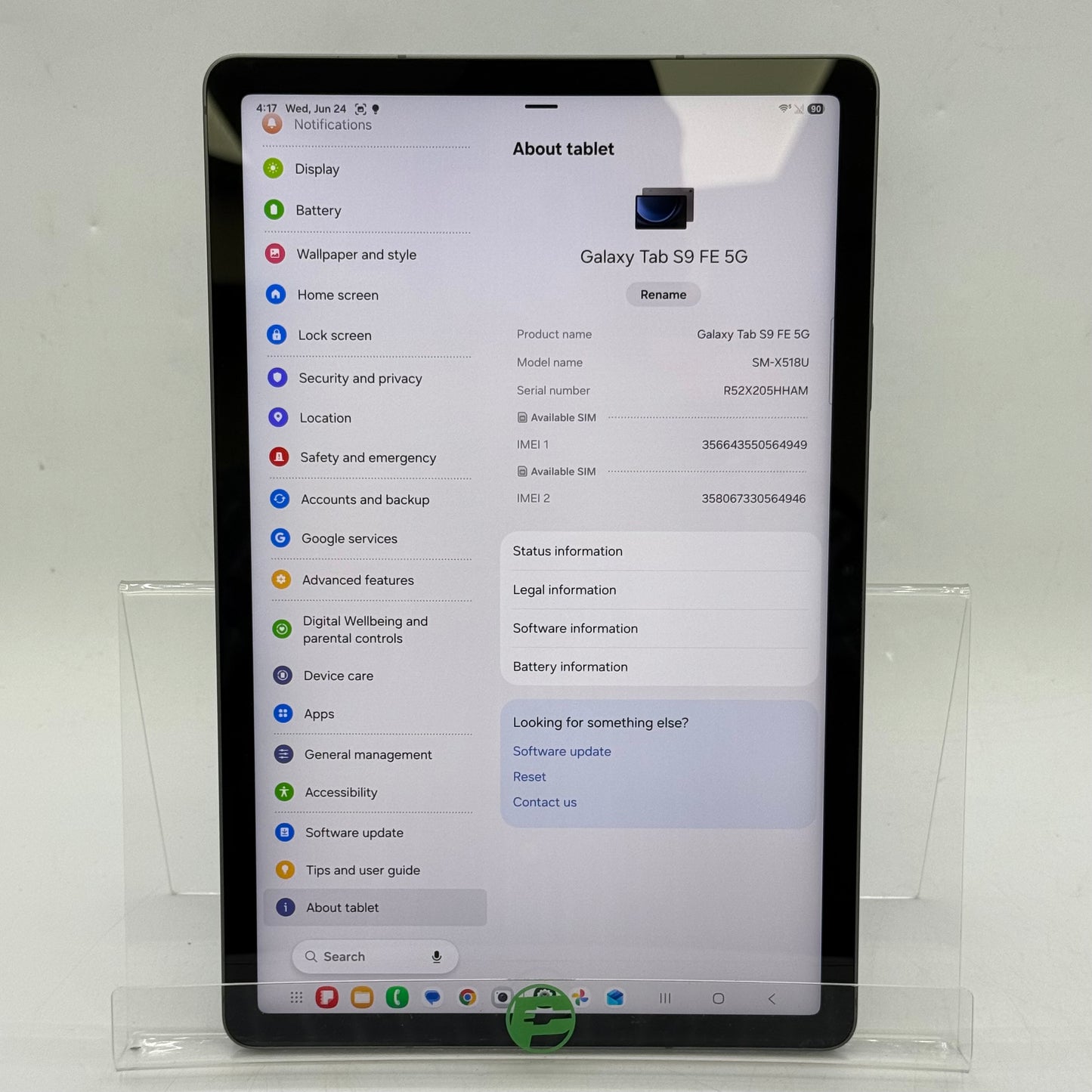 Unlocked Samsung Galaxy Tab S9 FE 10.9" 128GB Graphite SM-X518U