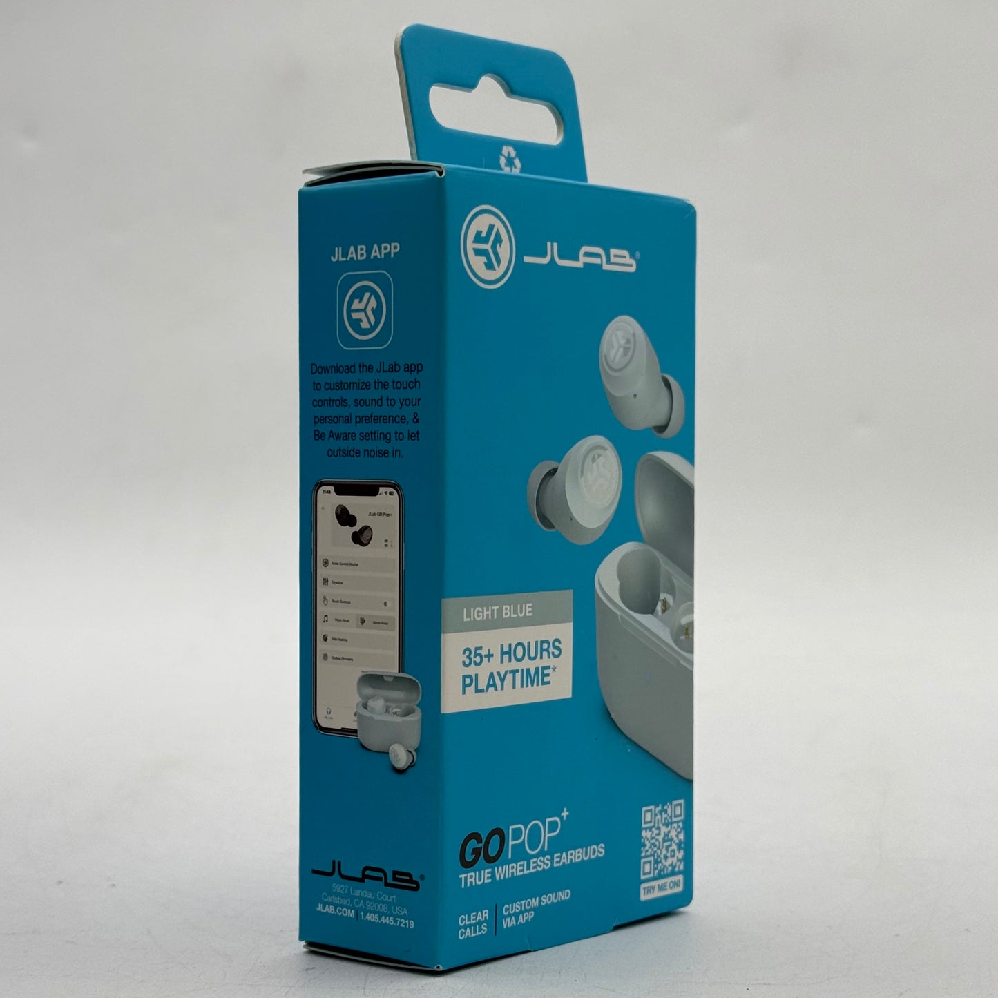 New JLab GoPop+ True Wireless Earbuds Light Blue EBGAIRPOPRLTBLU124