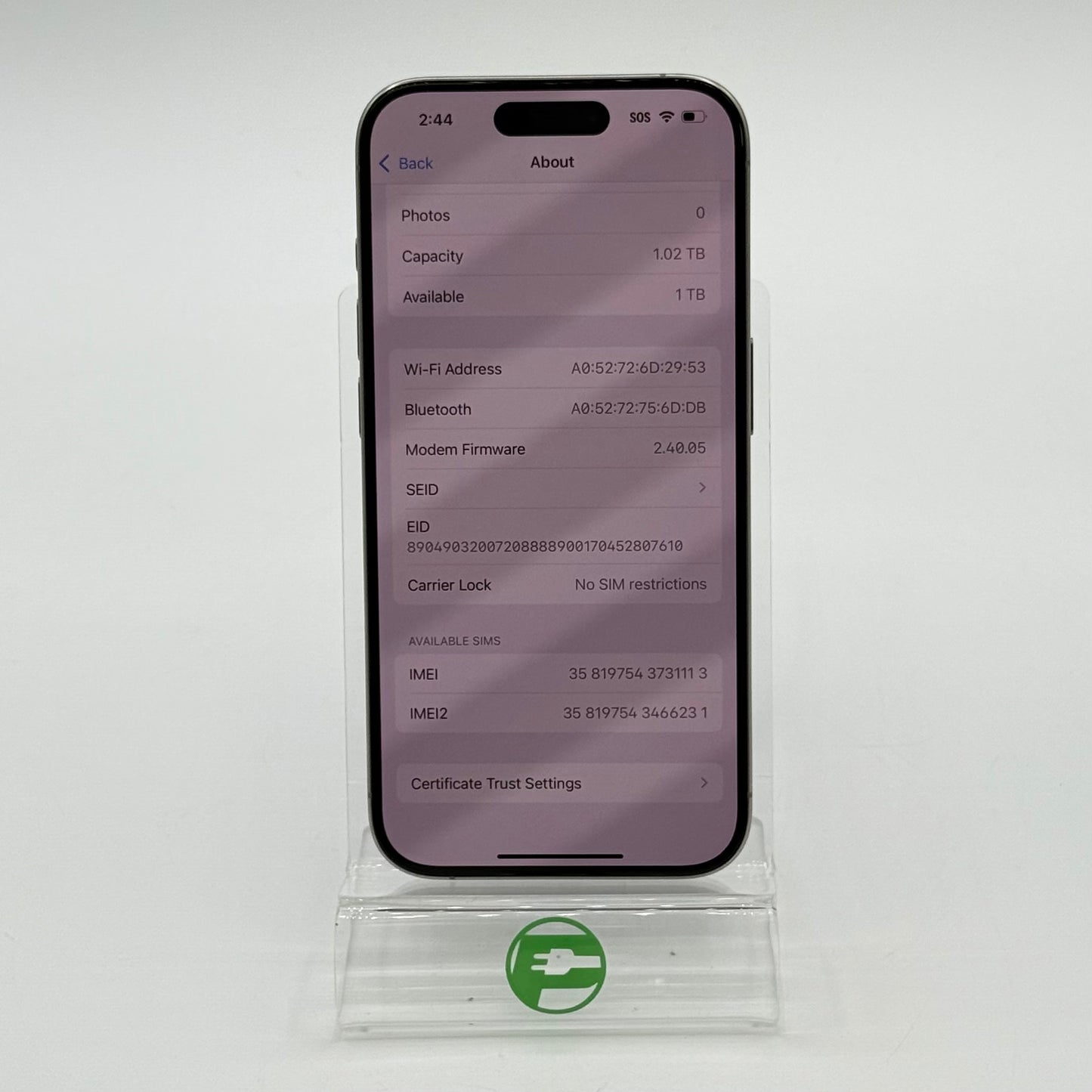 Unlocked Apple iPhone 15 Pro 1TB Natural Titanium MTU53LL/A