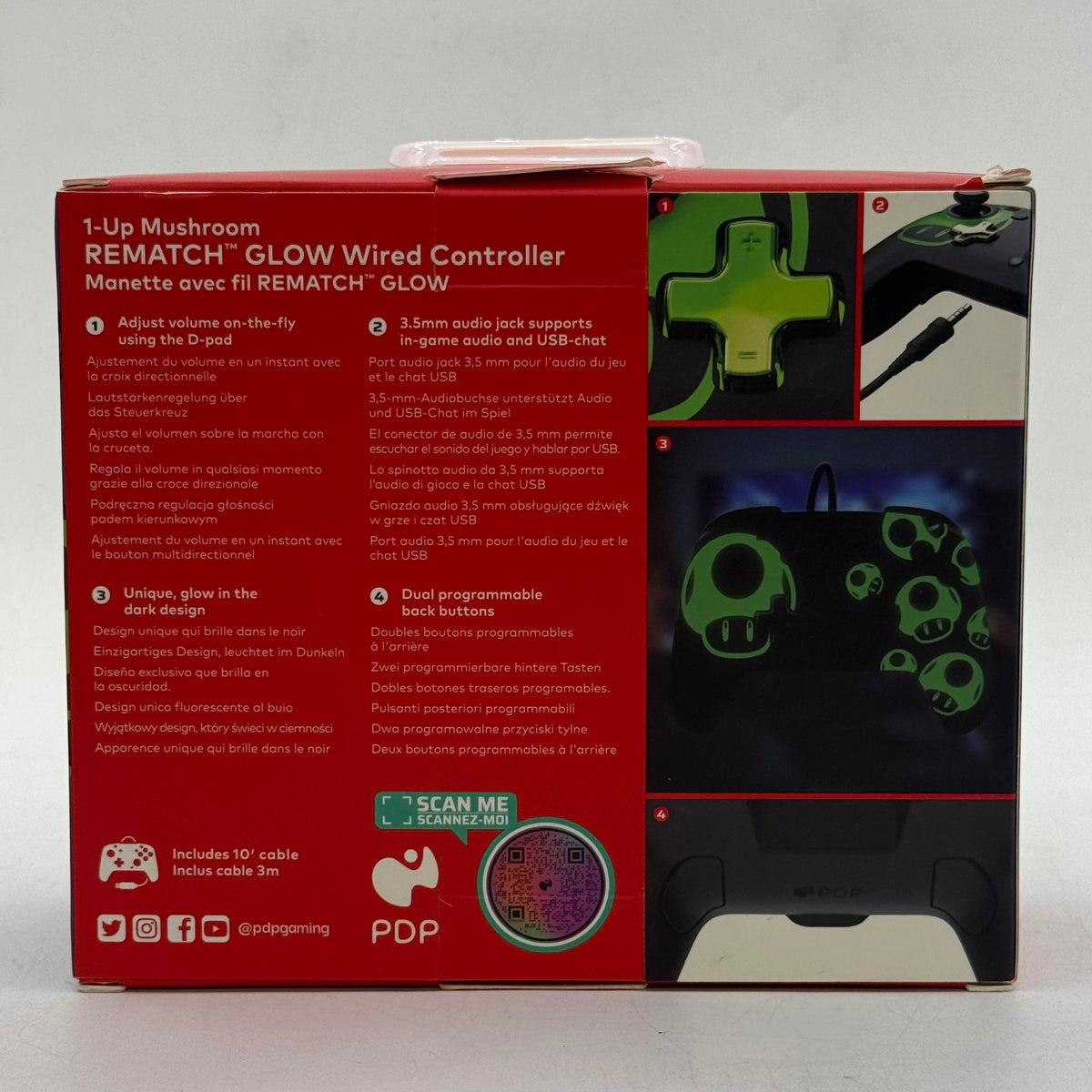 New PDP Rematch Glow Wired Glow In The Dark Controller Black