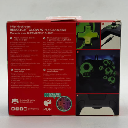 New PDP Rematch Glow Wired Glow In The Dark Controller Black