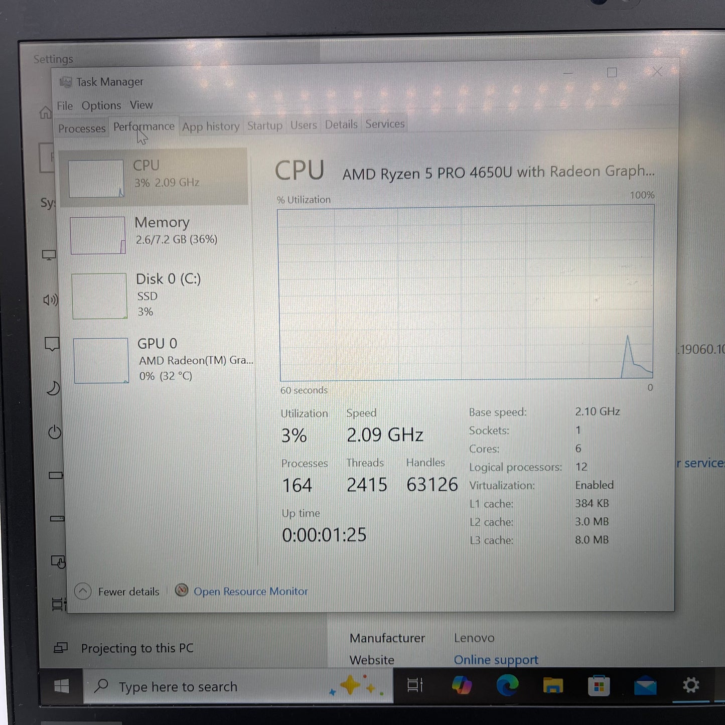 Lenovo ThinkPad T14 Gen 1 14" Ryzen 5 Pro 4650U 2.1GHz 8GB RAM 256GB SSD