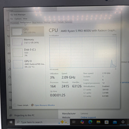Lenovo ThinkPad T14 Gen 1 14" Ryzen 5 Pro 4650U 2.1GHz 8GB RAM 256GB SSD