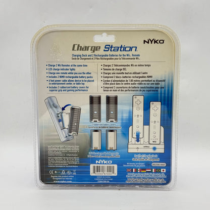 New NYKO Charge Station Charging Dock & 2 Rechargeable Batteries for Wii Remote