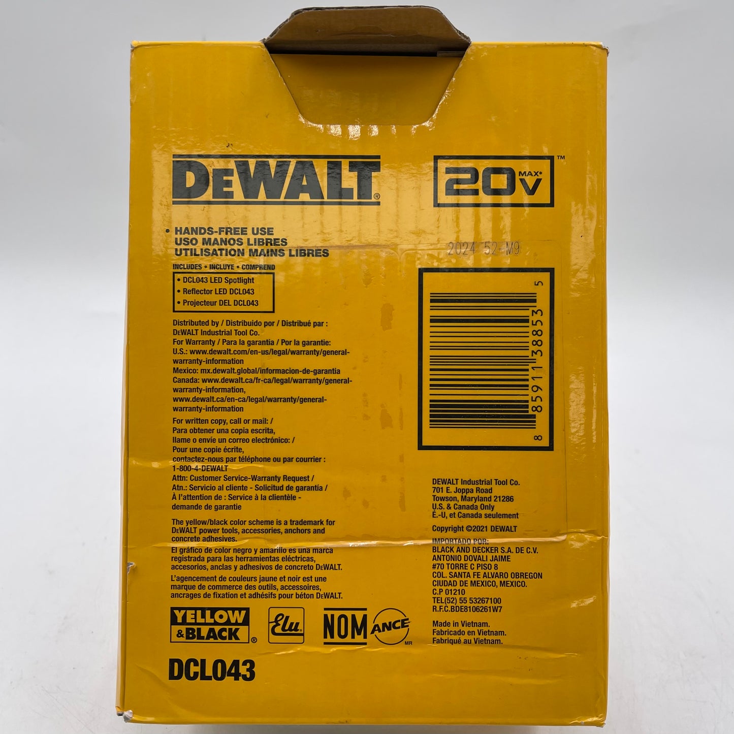 New DeWalt DCL043 20V MAX Jobsite Led Spotlight