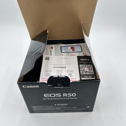 New Canon EOS R50 24.2MP Mirrorless Camera Kit w/ RF-S 18-45mm Lens