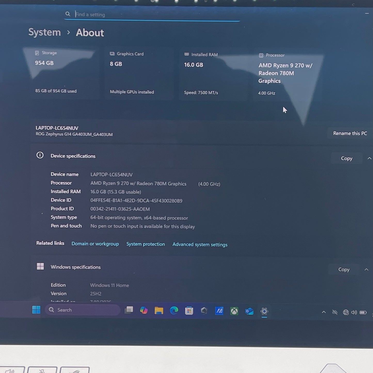 Asus ROG GA403 14" Ryzen 9 270 4.0GHz 16GB RAM 1TB SSD GeForce RTX 5060