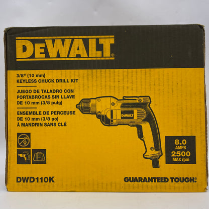 New DeWalt DWD110K 3/8" (10mm) Keyless Chuck Drill Kit