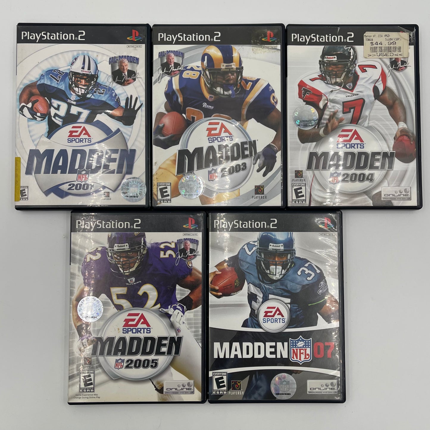 Lot of 5 Sony PlayStation 2 PS2 Games Madden 2001 | 2003 | 2004 | 2005 | 07