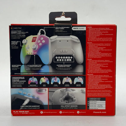 New PowerA Advantage Wired Controller White NSGP0524-01 Controller For Switch 2