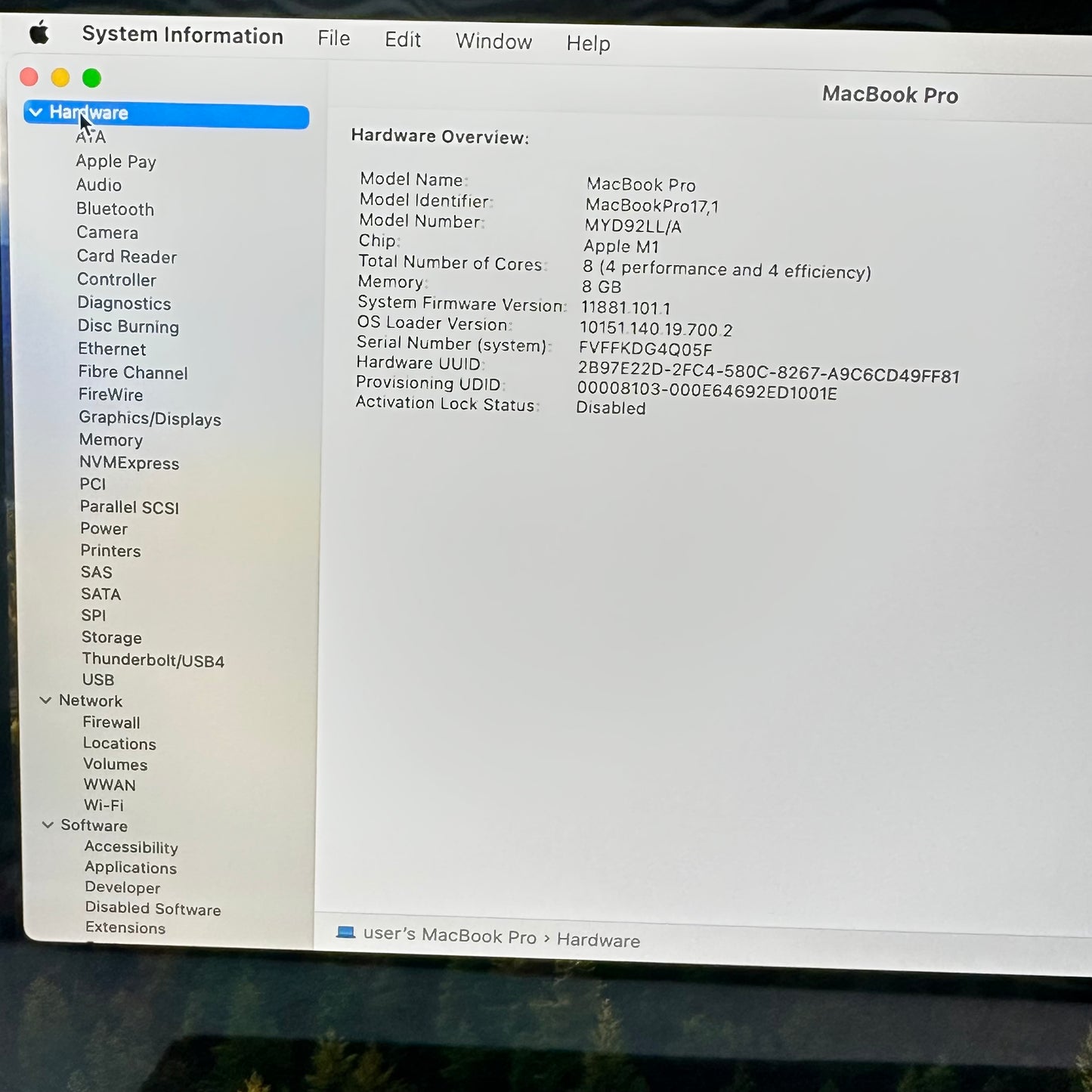 2020 Apple MacBook Pro 13.3" M1 8C GPU 3.2GHz 8GB RAM 512GB SSD MYD92LL/A READ