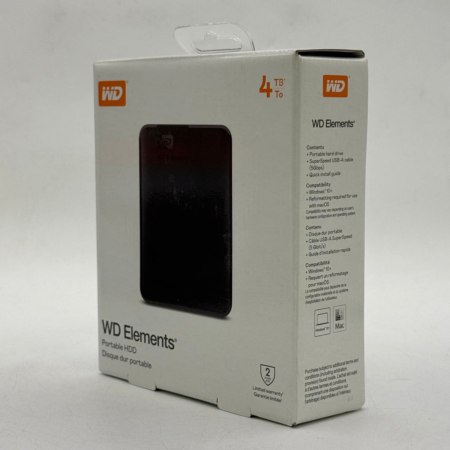 New Western Digital WD Portable HDD 4TB WDBU6Y0040BBK-WESN