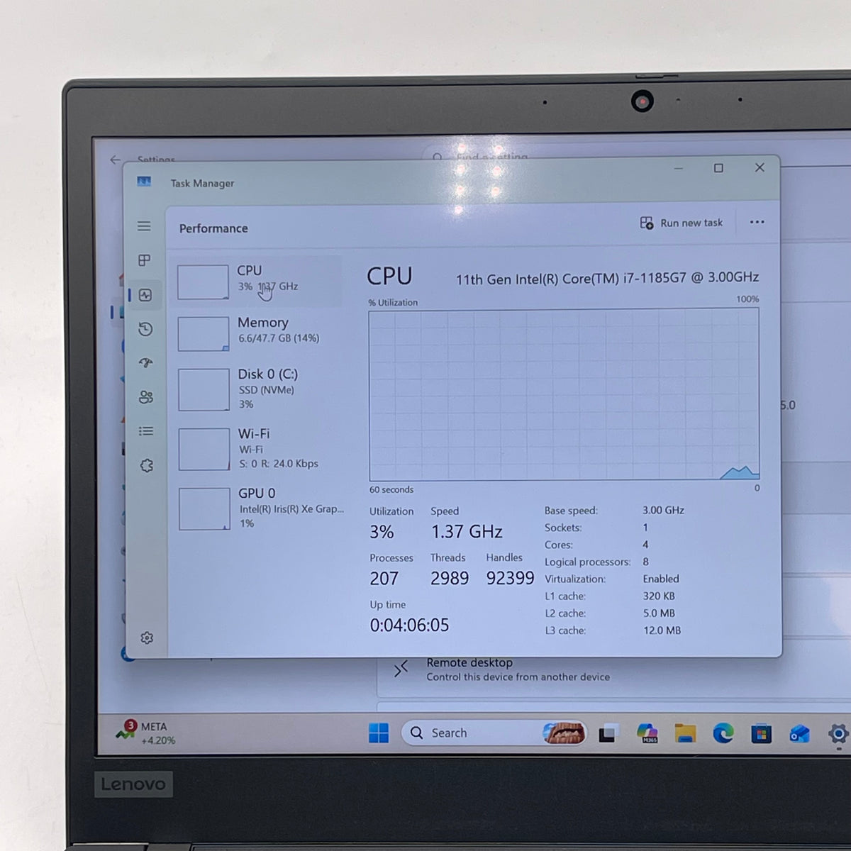 Lenovo ThinkPad T14 Gen 2 14" i7-1185G7 3.0GHz 48GB Ram 512GB SSD