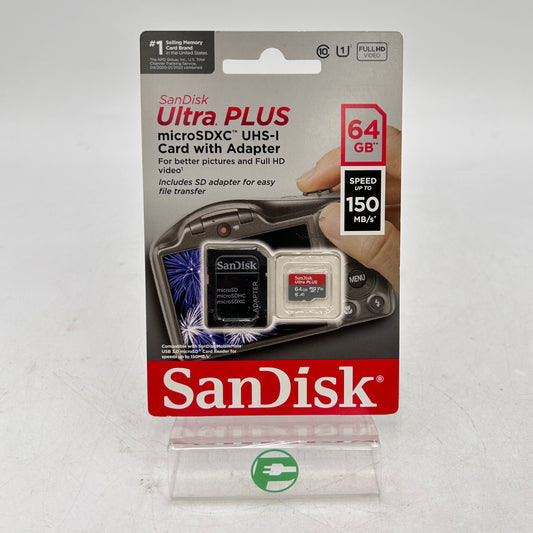 New SanDisk Ultra Plus 64GB 150MB/s UHS-I HD SDSQUBC-064G-AT6IA