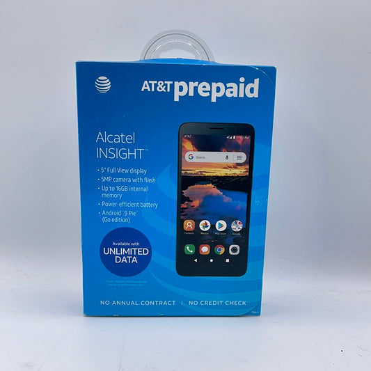 New Sealed AT&T Prepaid Alcatel INSIGHT Pebble Grey 5005R 5" 5MP 16GB Android